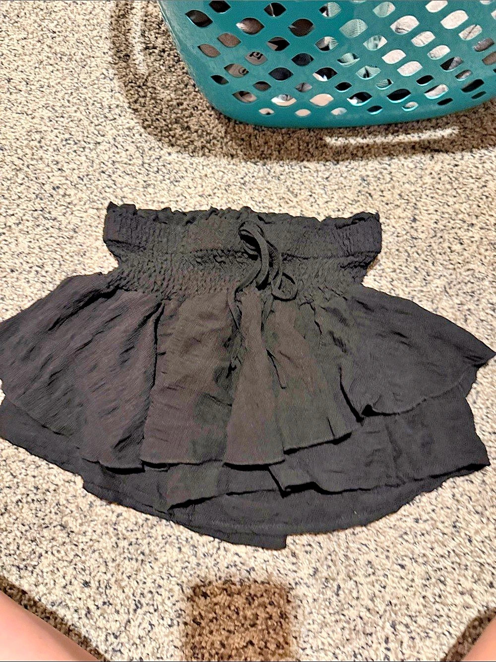 Black Smocked Ruffle skirt